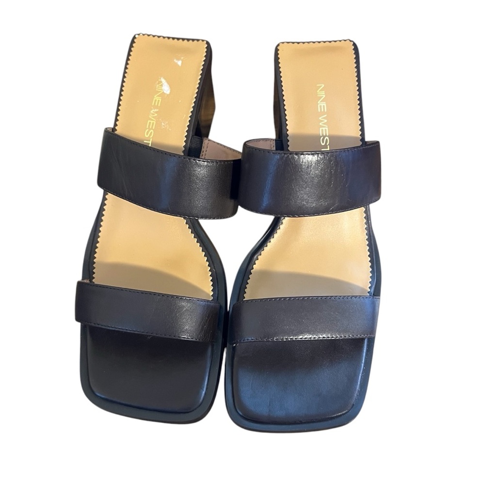 NWOT Nine West Square Toe Chunky Heel Strappy Sandal
